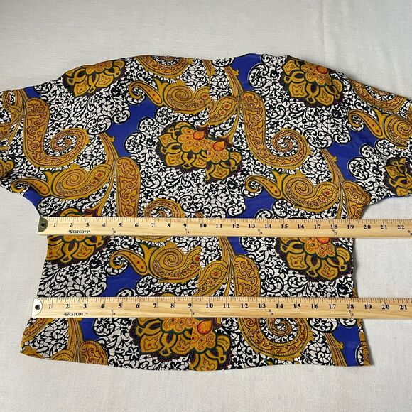 Vintage Blouse Size 6 Gold Purple Paisley Art Print Secretary Button Boho 90s - Picture 11 of 13